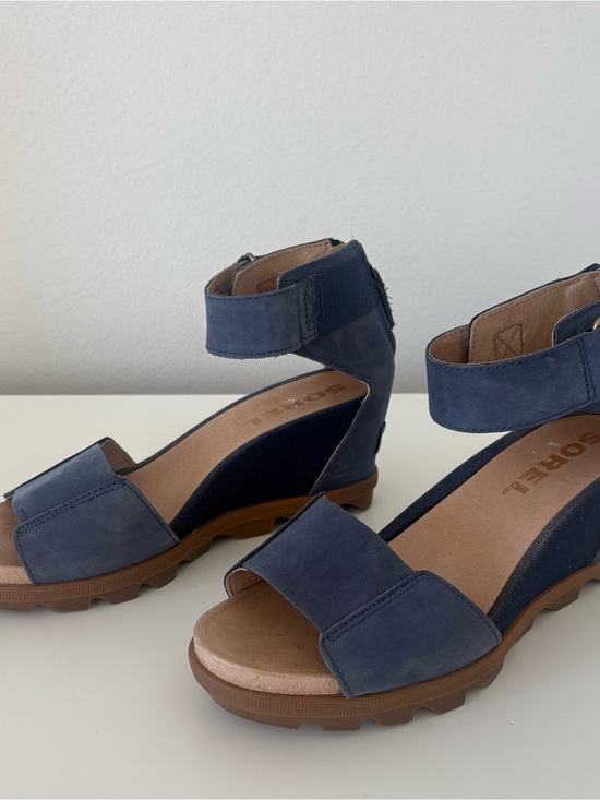 Sorel Shoes - Sorel Joanie II Full Grain Leather Sandal Wedges Blue Tan Women Size 8